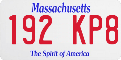 MA license plate 192KP8