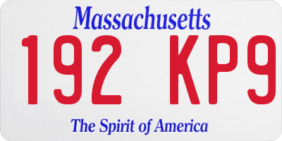 MA license plate 192KP9