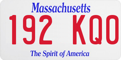 MA license plate 192KQ0