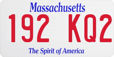 MA license plate 192KQ2
