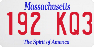 MA license plate 192KQ3