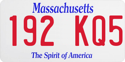 MA license plate 192KQ5