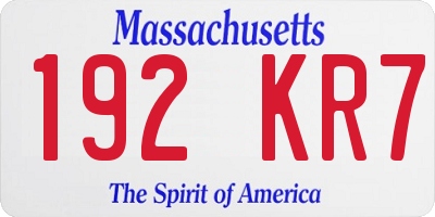 MA license plate 192KR7