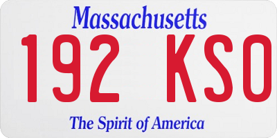 MA license plate 192KS0