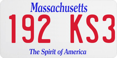 MA license plate 192KS3