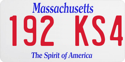 MA license plate 192KS4