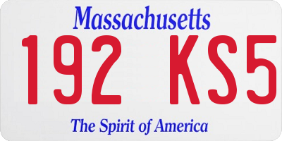 MA license plate 192KS5