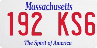 MA license plate 192KS6