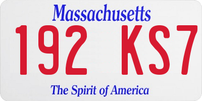 MA license plate 192KS7