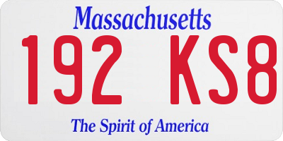 MA license plate 192KS8