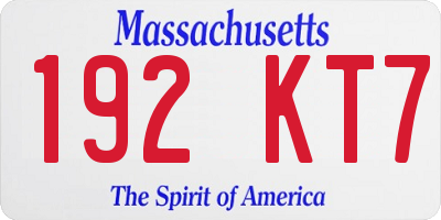 MA license plate 192KT7