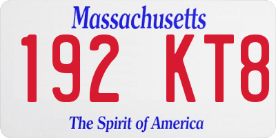 MA license plate 192KT8