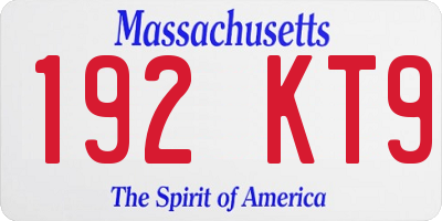 MA license plate 192KT9