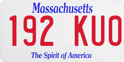 MA license plate 192KU0