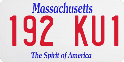 MA license plate 192KU1