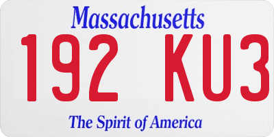 MA license plate 192KU3