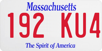 MA license plate 192KU4