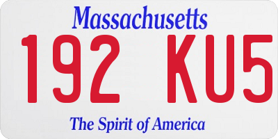MA license plate 192KU5