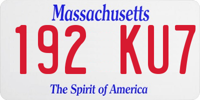 MA license plate 192KU7