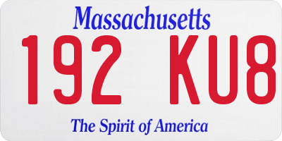 MA license plate 192KU8