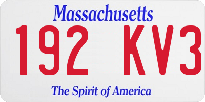 MA license plate 192KV3
