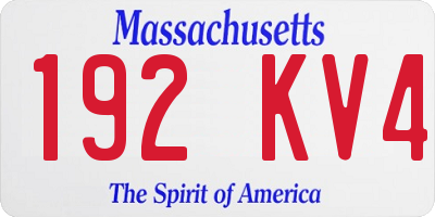MA license plate 192KV4