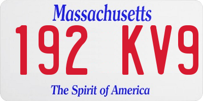 MA license plate 192KV9