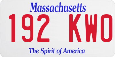 MA license plate 192KW0