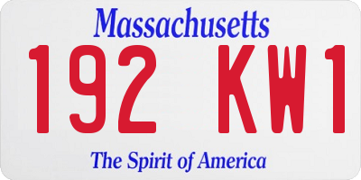 MA license plate 192KW1
