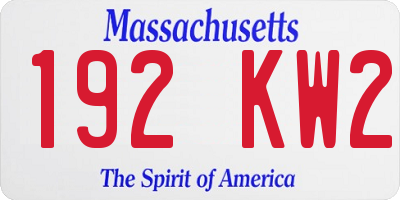 MA license plate 192KW2