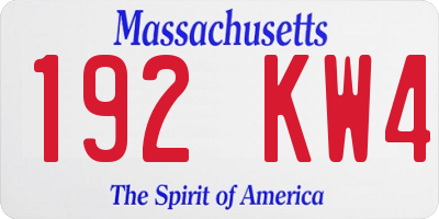 MA license plate 192KW4