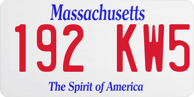 MA license plate 192KW5