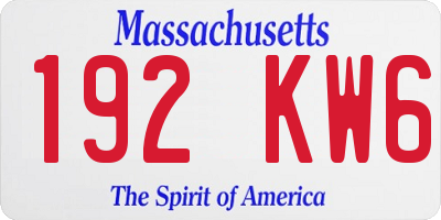 MA license plate 192KW6