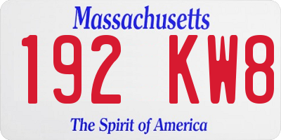 MA license plate 192KW8