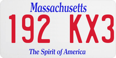 MA license plate 192KX3