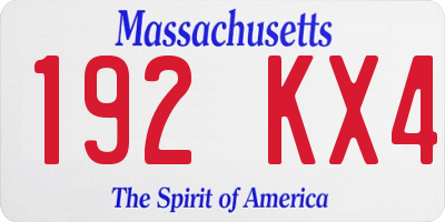 MA license plate 192KX4
