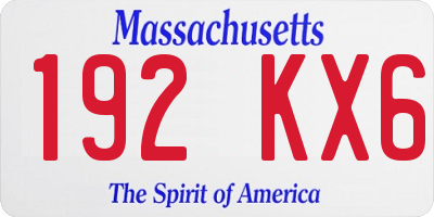 MA license plate 192KX6