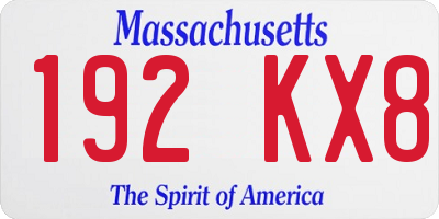 MA license plate 192KX8