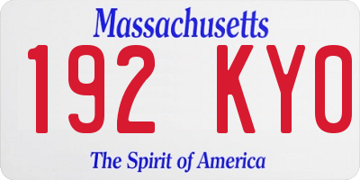 MA license plate 192KY0