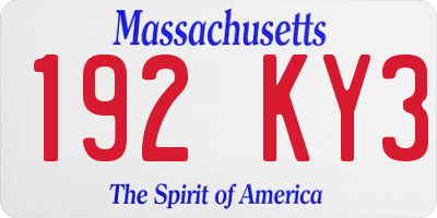 MA license plate 192KY3