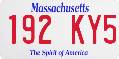 MA license plate 192KY5