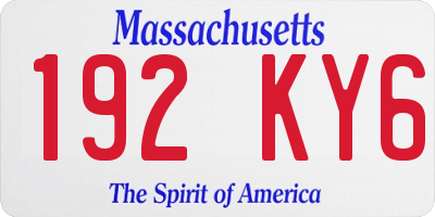 MA license plate 192KY6