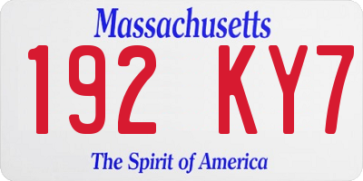 MA license plate 192KY7