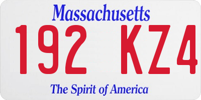 MA license plate 192KZ4