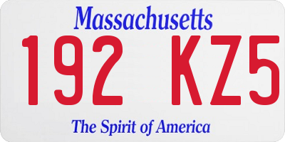 MA license plate 192KZ5