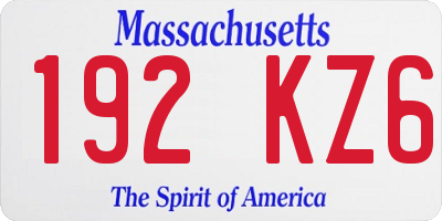 MA license plate 192KZ6