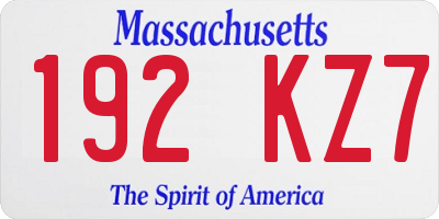 MA license plate 192KZ7