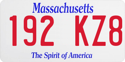 MA license plate 192KZ8