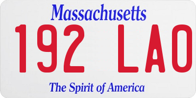 MA license plate 192LA0