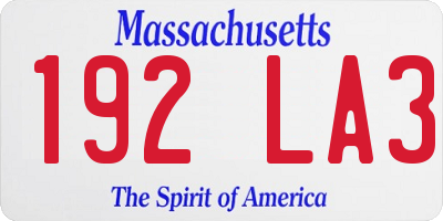 MA license plate 192LA3